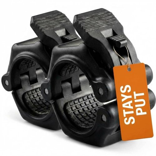 EXURA Barbell Clamp No Slip Pad for 2-Inch Olympic Weight Plates - Heavy-Duty Barbell Clamps with Quick-Release Lever, Non-Slip Grip & Durable ABS/Nylon Construction for Safe Lifting in Home Gyms
