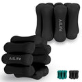 ADLIFE Adjustable Pilates Wrist Ankle Weights for Women, Silicone Arm Leg Weights Set of 2 (1lb Each), Waterproof Exercise Equipments for Yoga, Dance, Barre, Walking, Home Gym, Cardio-Black