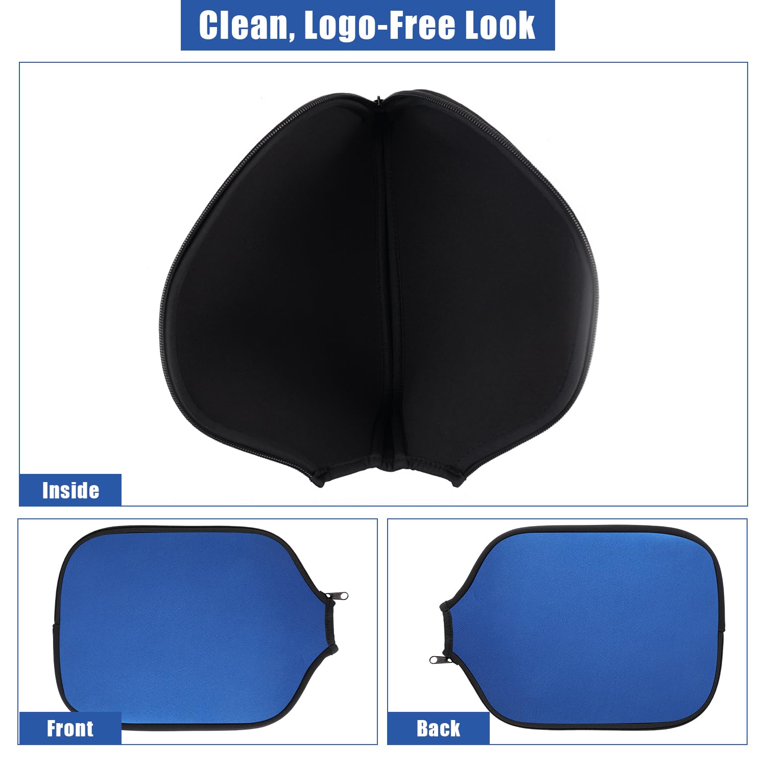 PEUTIER 2pcs Pickleball Paddle Covers, Waterproof Neoprene Pickle Ball Covers Protective Pickleball Racket Holder Sleeve with Zipper Fits Most Paddle Racket (Blue)