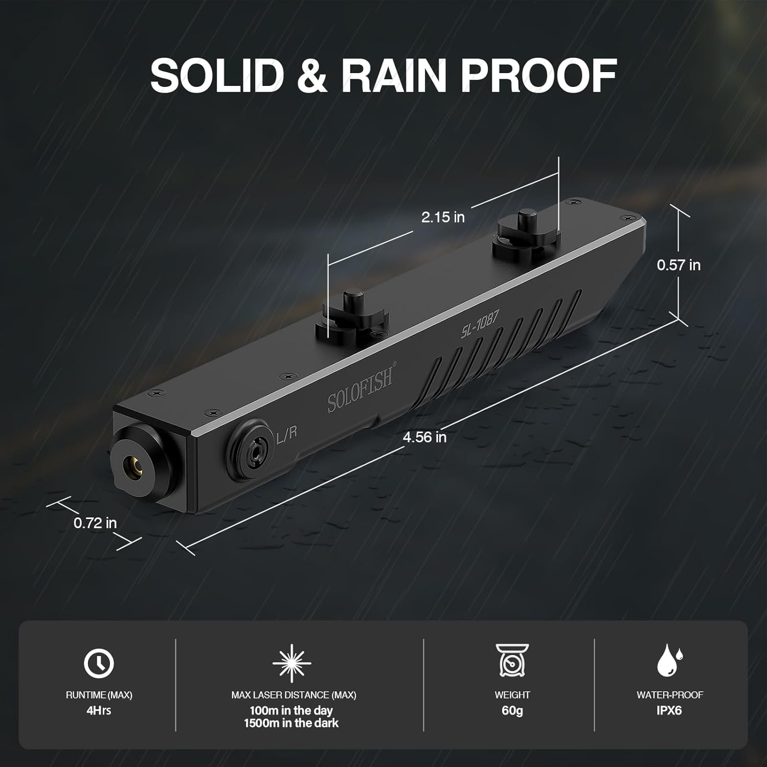 SOLOFISH Tactical Laser Sight - Rechargeable Low Profile Design for M-Lok Rail | Green/Blue/Red Options