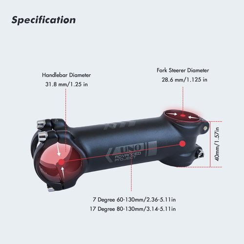 DJC UNO Bike Stem Ultralight -7 17 Degree for 31.8mm Handlebar 28.6mm MTB Mountain Road Bike Stem 60 70 80mm 90 100 110 120 130mm Kalloy,7-110mm