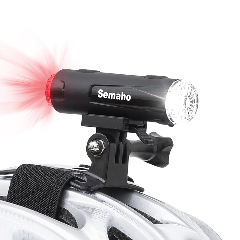 2-in-1 Rechargeable Helmet Light with 360° Front & Rear LED, IP66 Waterproof Bicycle Night Light