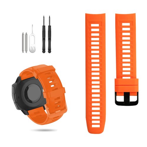 GERSIK Compatible with Garmin Watch Bands, Soft Silicone Strap Sport Wristband Compatible with Garmin Instinct 2/Instinct Esports/Solar/Tide/Tactical GPS Smartwatch, Orange