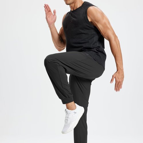 Rane Sports Mens Athletic Pants with Zipper Pockets Running Joggers Workout Sweatpants Gym Athletic Casual Black