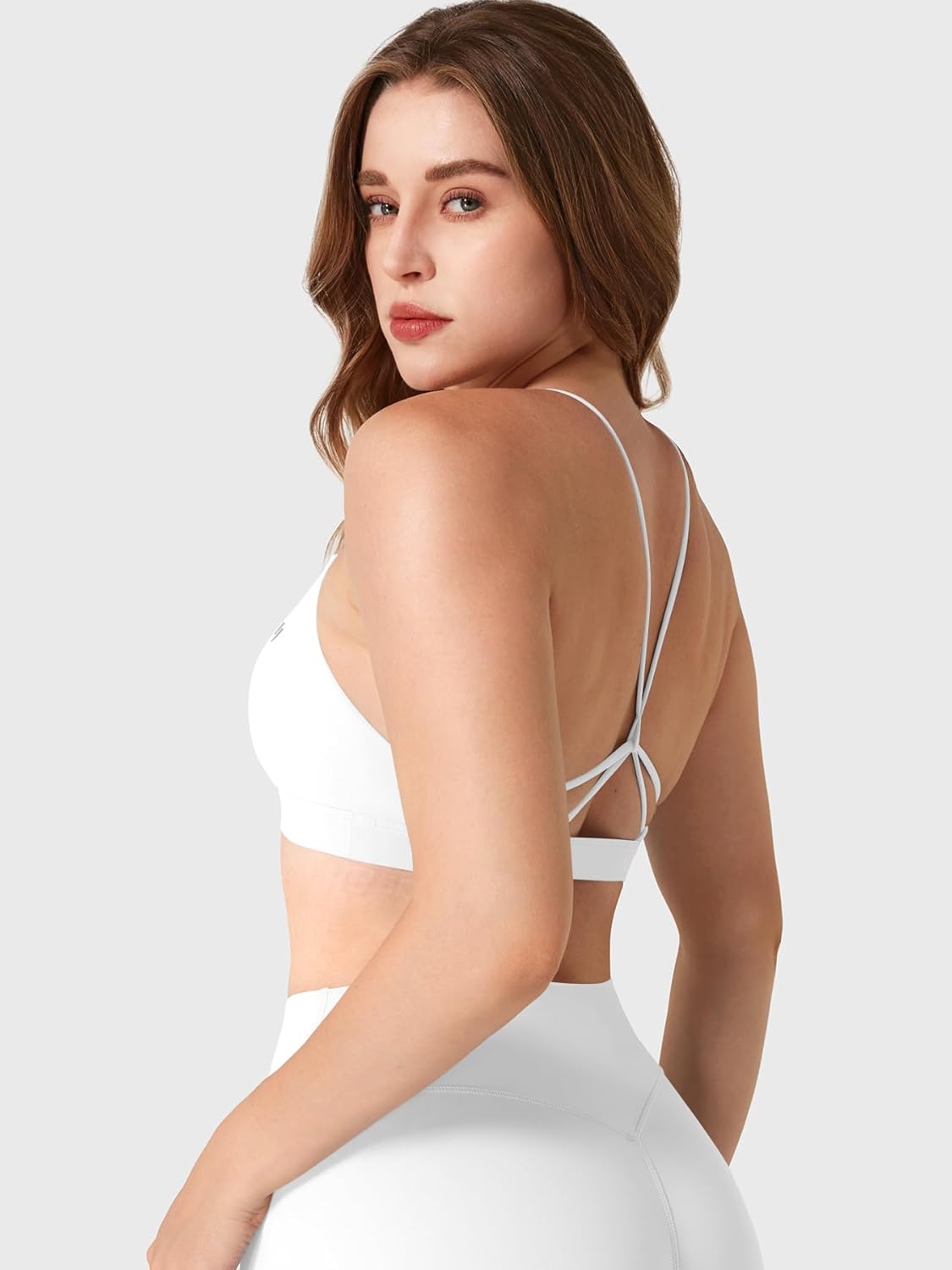 YEOREO Yaciny Y-Back Sports Bra for Women | Strappy V-Neck Padded Gym & Yoga Top