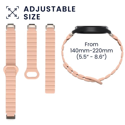 kwmobile Strap Compatible with Fitbit Inspire 3 - Silicone Magnetic Closure - 5.5-8.7 inches (14-22 cm) - Dusty Pink
