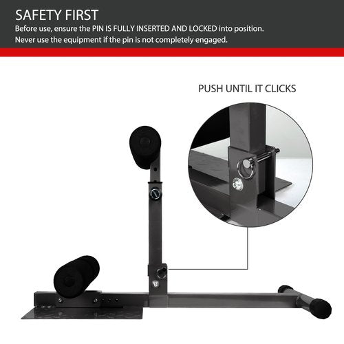 INNOLIFE Sissy Squat Machine Adjustable Height, Protective Foam Thick Steel Fitness Home Gym (Black)
