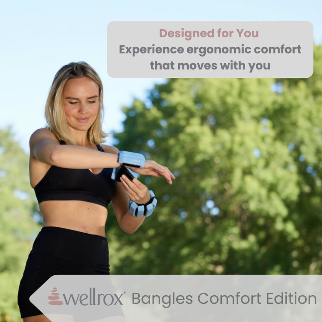 Wellrox Weighted Bangles - Adjustable Ankle & Wrist Weights for Men & Women - 2 lbs Set (1 lb Each) | Ideal for Pilates, Yoga, Running & Walking