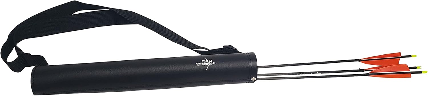 SAS Leather Tube 17" Hip Quiver Arrow Holder - Durable Design with Belt Clip for Archery