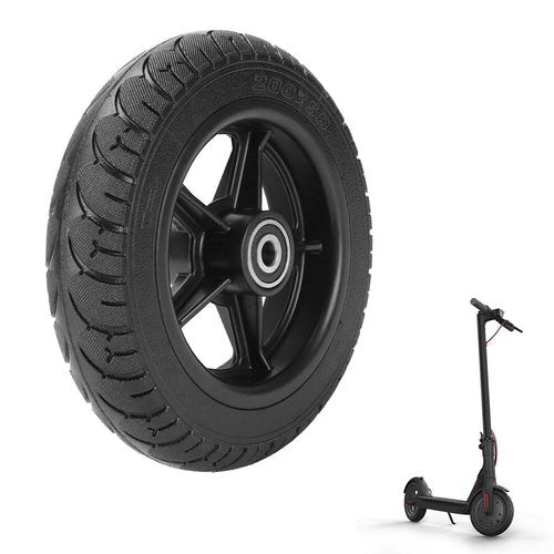 Electric Scooter 200x50 Solid Tire & Plastic Hub 8"x2" Solid Tyre Tubeless Tire with 10mm Bearing Explosion Proof for Electric Scooter Balance Bike Toddler Bike Strollers