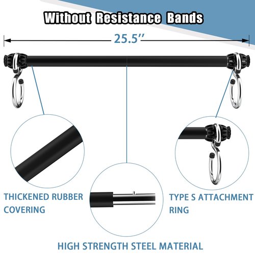 Resistance Band Bar, Portable Pilates Bar with Resistance Bands Home Gym Workouts Stick Squat Yoga Pilates Flexbands Kit for Full Body Shaping (43 Inch Bar + 5PCS Resistance Bands)…