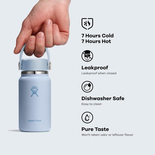 Hydro Flask Micro Bottle - Insulated Mini Water Bottle - Leak Proof Design, 6.7 Oz, Black