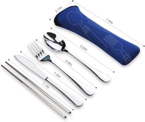 Lengnoyp Portable Silverware Set - Premium Stainless Steel Travel Utensils with Case for Camping | Easy to Carry
