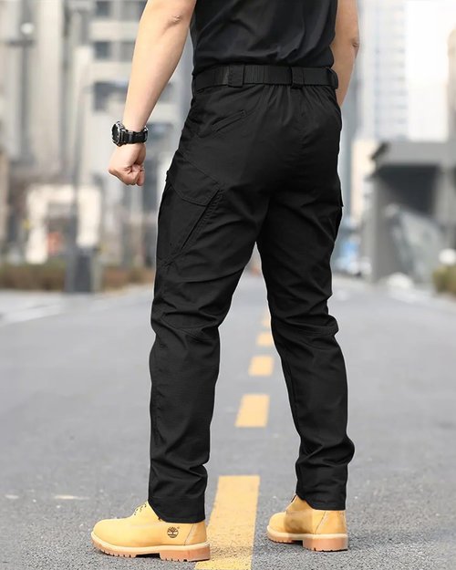 whox Men's Work Cargo Pants Tactical Hiking Casual Water Resistant Ripstop Trousers for Outdoor with 6 Pockets(No Belt) Black
