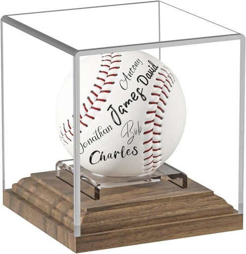 Baseball Display Case by [Brand Name] - Walnut Wood Base with Acrylic Cover | Autograph Ball Protector