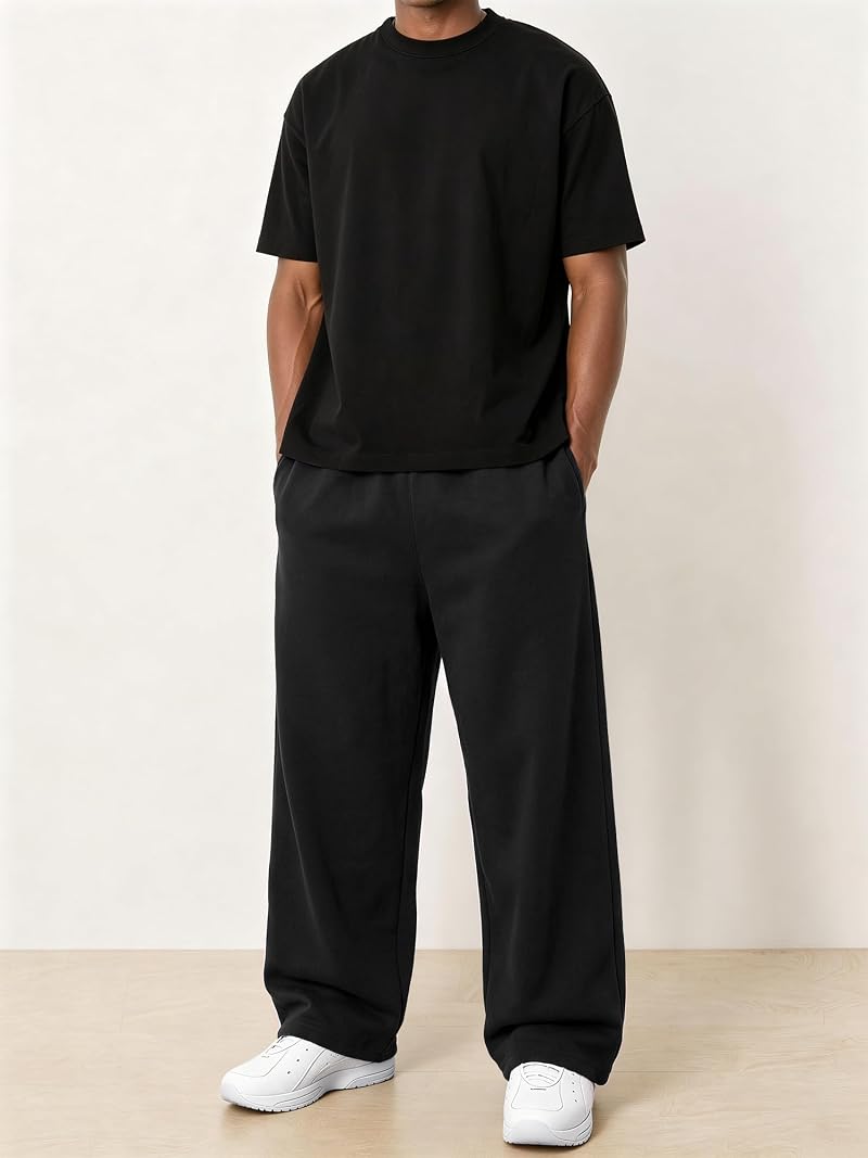 Men's Baggy Sweatpants in Cotton-Blend - Black, Size Medium