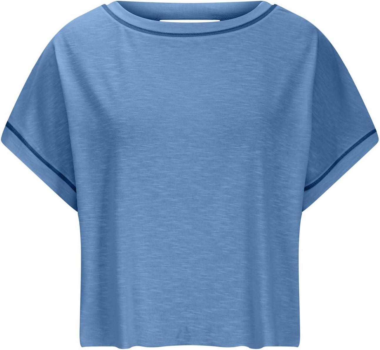 Skiennix Open Back Tops for Women - Backless Workout Short Sleeve Gym Tees | Slouchy Crop Design