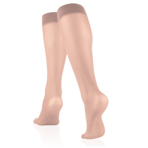 Truform Sheer Compression Stockings, 8-15 mmHg, Women's Knee High Length, 20 Denier, Nude, Large
