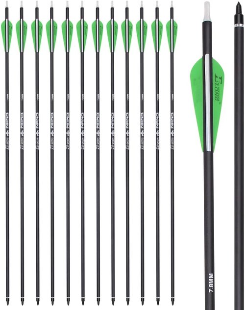 Archery Bow Carbon Arrows - Target Practice with Removable Tips | 26, 28, 30 Inch, Spine 500, 6 or 12 Pack