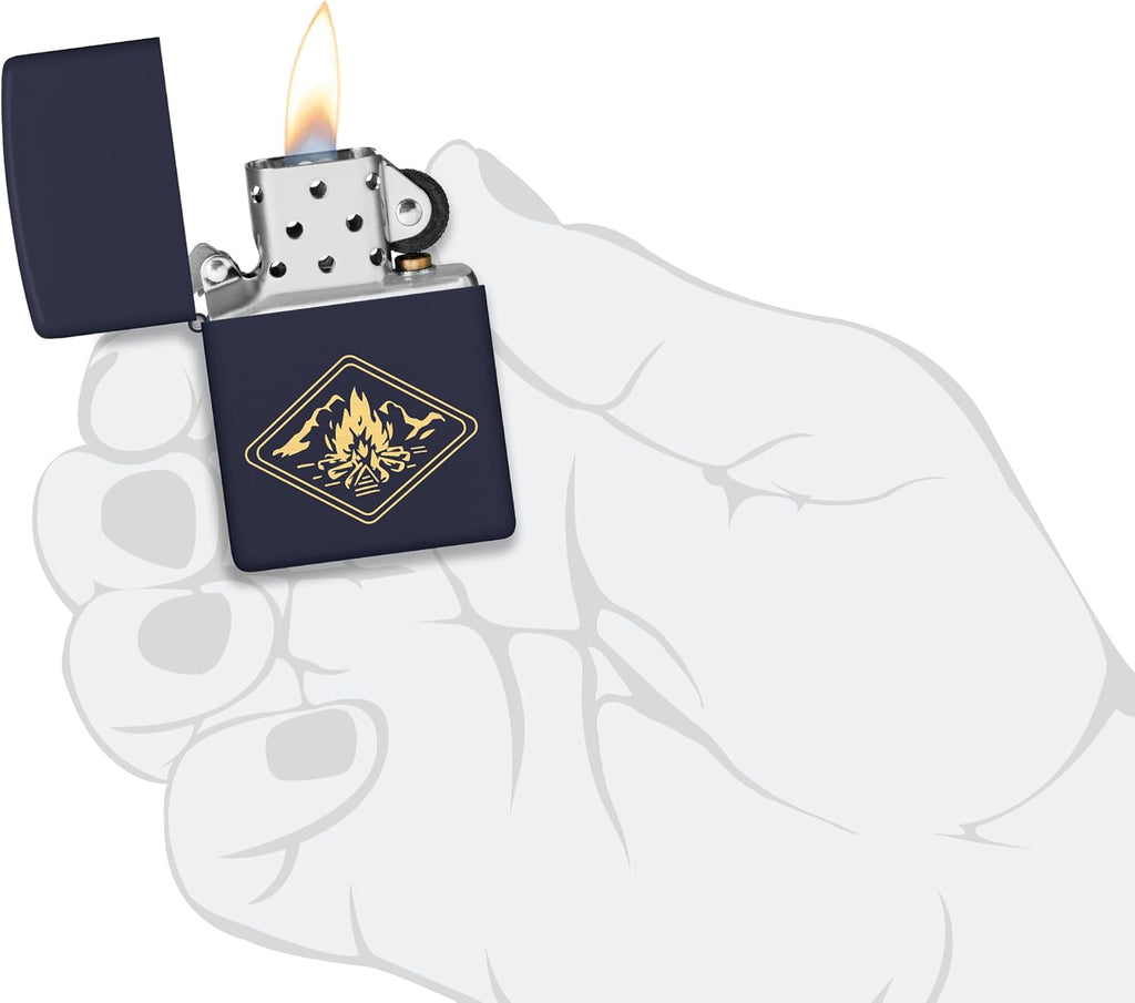 Zippo Pocket Lighter - Campfire Design | Durable & Windproof for Outdoor Use