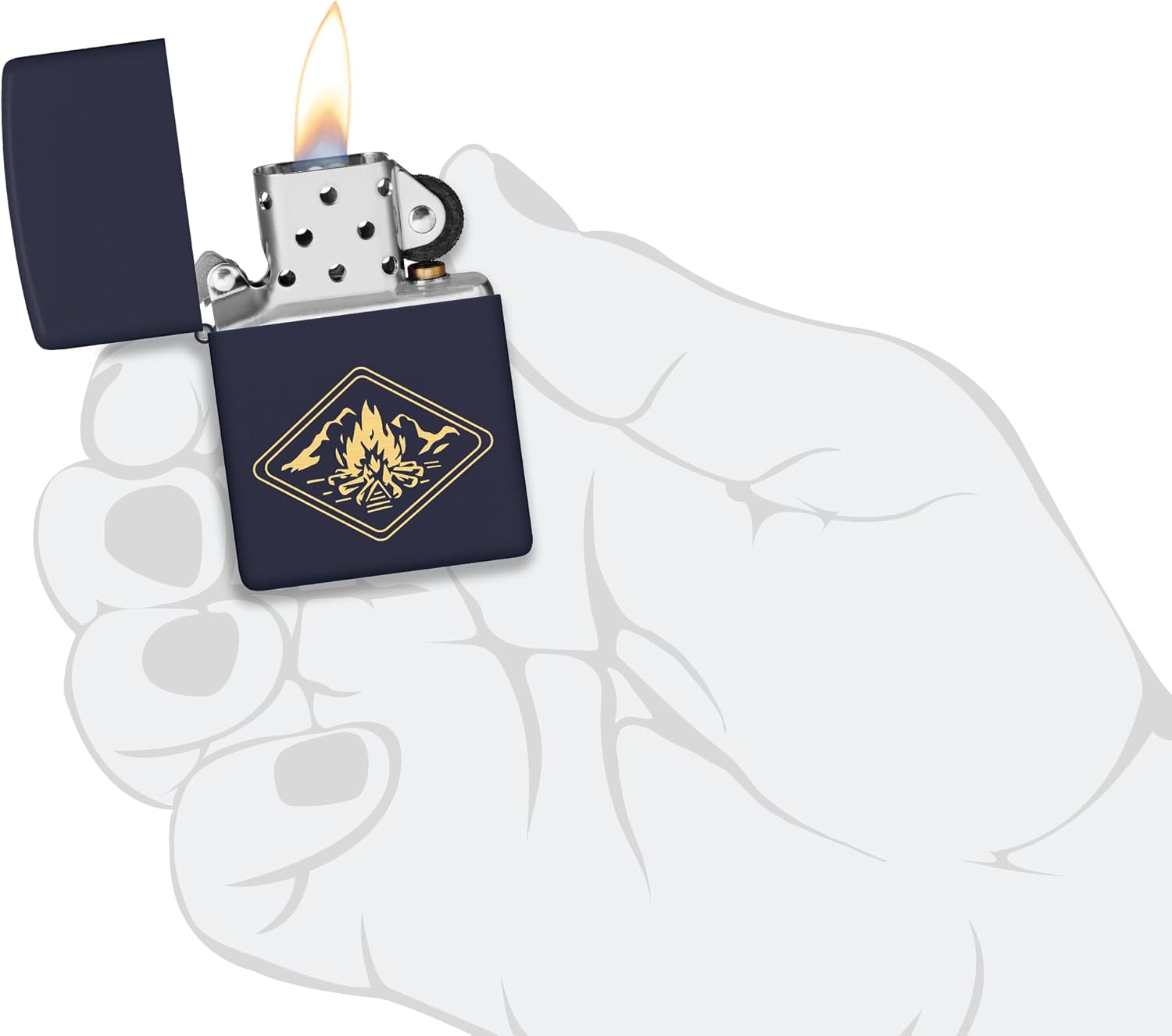 Zippo Pocket Lighter - Campfire Design | Durable & Windproof for Outdoor Use
