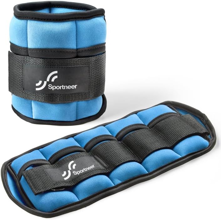 Sportneer Adjustable Ankle Weights Set - Comfortable Neoprene Leg Weights for Home Workout | 1 Pair (2-10 lbs)