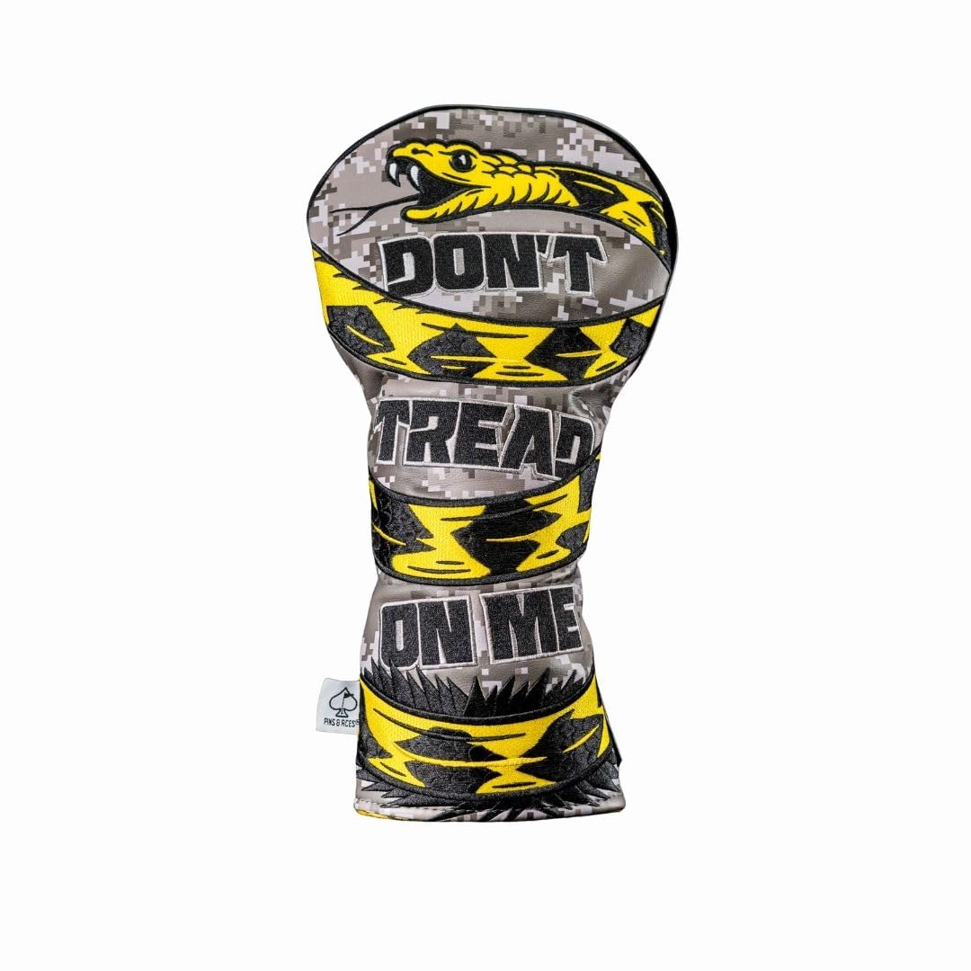 Pins & Aces Golf Co. Don’t Tread On Me Premium Fairway Headcover - Quality Leather, Hand-Made Golf Wood Head Cover - Style Customize Your Bag - Tour Inspired, American, Patriotic Classic Design