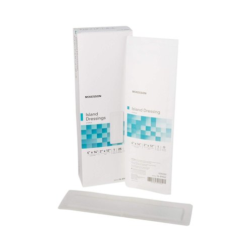 McKesson Island Dressings, Sterile, Dimension 4 in x 14 in, Pad 2 in x 12 in, 25 Count, 1 Pack