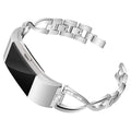 Mtozon Bands Compatible with Fitbit Charge 2, Slim Bling Metal Bands with Rhinestone Replacement Bracelet Women, Silver
