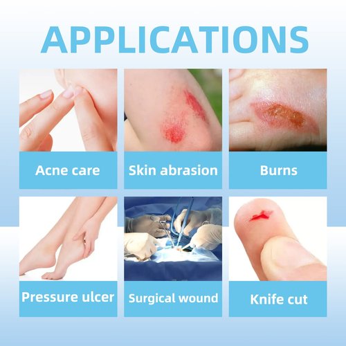 Dr. Med Hydrocolloid Wound Dressing 4"x4"-10 Pack/Box, Waterproof Adhesive Bordered Bandage, for Light Exudate, Abrasions, Pressure Ulcer, Bed Sore, Superficial Wound Care