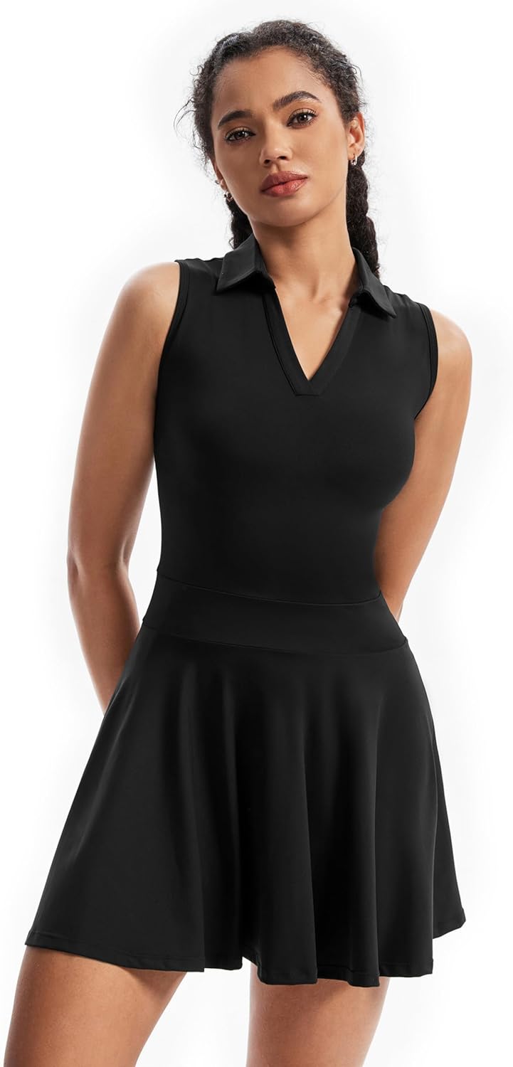 Skiennix Cute Golf Tennis Dress - Women's Athletic Outfit with Shorts & Pockets - Summer 2 Piece Set