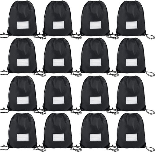 CODOBON Drawstring Bags - 16 Pack Bulk Cinch Backpack for Gym & Sports | Black Color