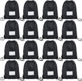 CODOBON Drawstring Bags - 16 Pack Bulk Cinch Backpack for Gym & Sports | Black Color