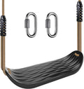 SELEWARE Plastic Swing Seat - Non-Slip Tree Swing with Adjustable Rope & Carabiners - Heavy Duty Black