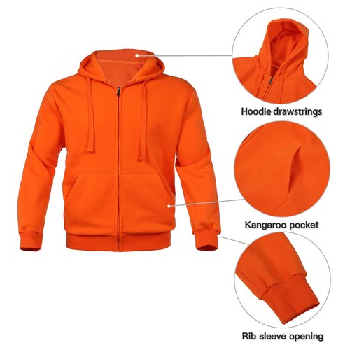 Nothinchan Men's Tracksuit 2 Piece Thick Warm Sweatsuit Set Sweatpants and Hoodie Fleece Athletic Jogging Suits With Pockets(Orange,5XL)