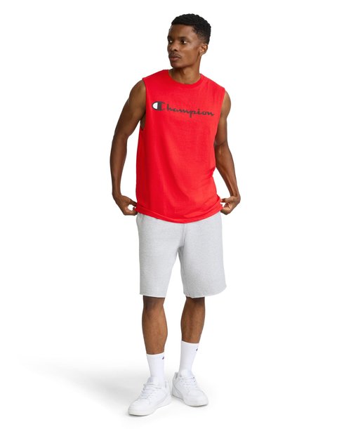 Champion Men's Classic Jersey Muscle Tee, Screen Print Script, Scarlet, X-Large