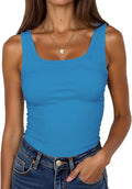 BDITANLE Sleeveless Scoop Neck Ribbed Tank Top - Fitted Summer Basic Cami in Multiple Colors