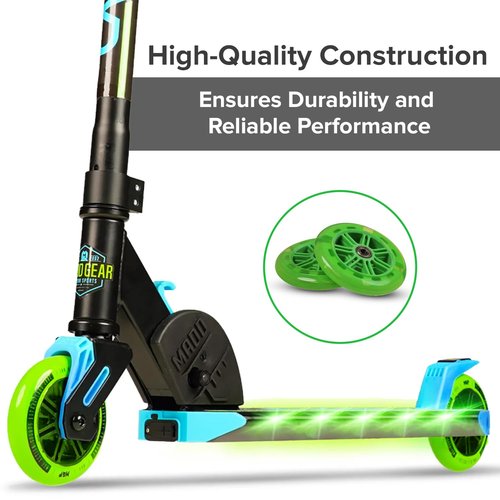 AlveyTech 125 mm Wheels for the Razor A3 Kick Scooter, Clear Wheel Green Hub (Set of 2)