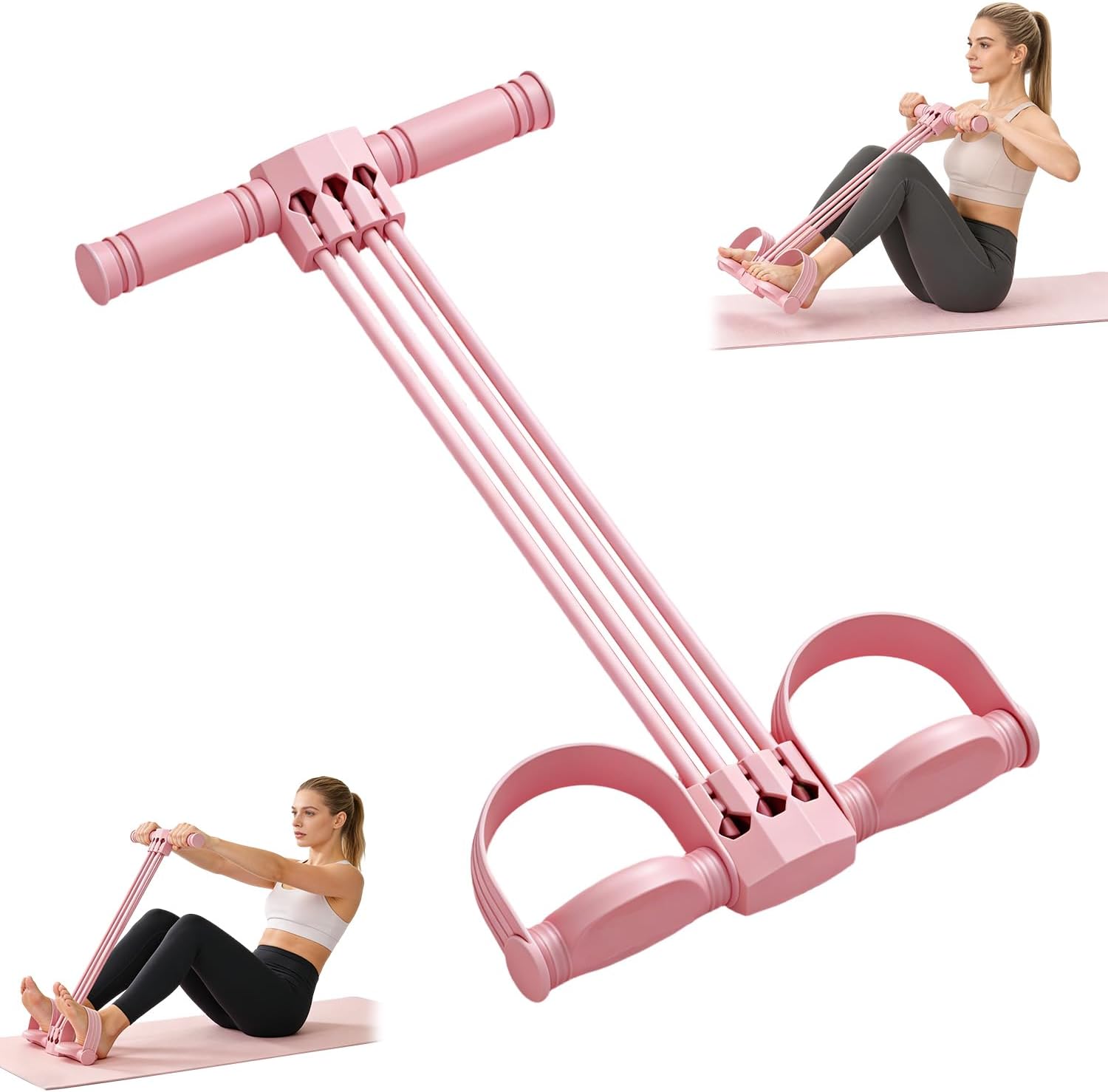 Skiennix Pedal Resistance Bands - Upgrade 6-Tube Natural Rubber for Home Gym Workouts | Stretching & Strength Training