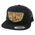 Red Dirt Hat Company Fly South 5-Panel Adjustable Snapback Hat, Trucker Cap w/Ventilated Mesh Back & Snap Back Closure, Structured Baseball Cap for Men & Women - Black, One Size Fits All
