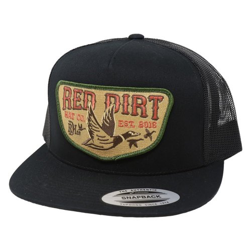 Red Dirt Hat Company Fly South 5-Panel Adjustable Snapback Hat, Trucker Cap w/Ventilated Mesh Back & Snap Back Closure, Structured Baseball Cap for Men & Women - Black, One Size Fits All