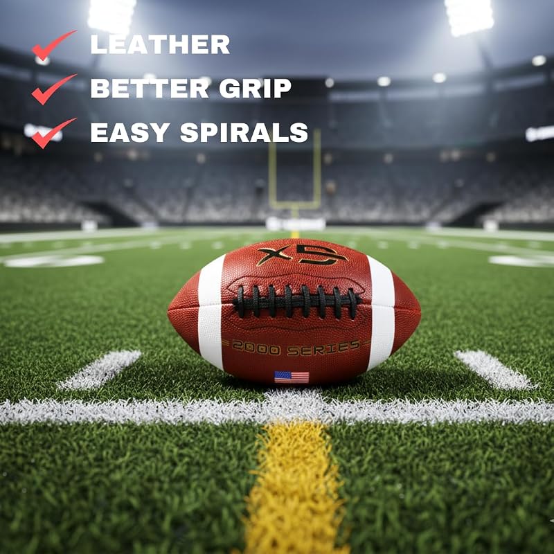 Official Size 9 Football — GX 2000 Series Premium Leather, Includes Ball Pump