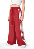 Kid Girls Side Striped Bowknot Fashion Baggy Cargo Sweatpants Y2K Hip Hop Dance Streetwear Cute Wide Leg Joggers Track Pants Red 7-8Y
