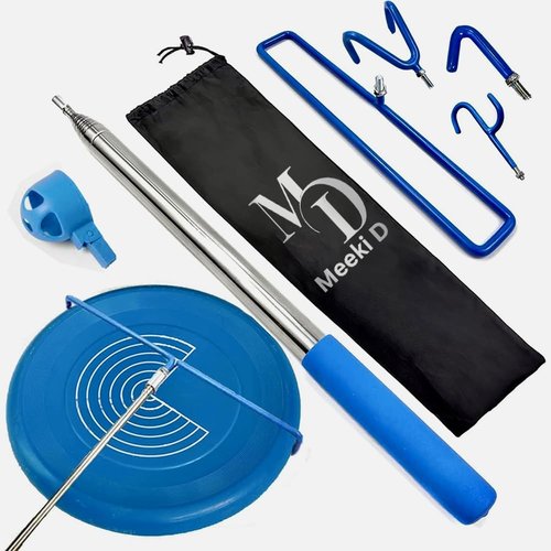 MD 5 in 1 Extendable Disc Golf Retriever (16FT) Telescopic Disc Golf Retriever-Disc Retriever with Stainless Steel Frame Multiple Hooks & Carry Bag-Disc Golf Retriever Pole for Tree Bushes & water