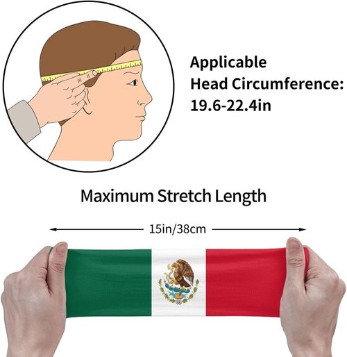 Mexico Flag Running Headbands - Stretchy Sweatbands for Men & Women | Ideal for Basketball, Yoga, Workout