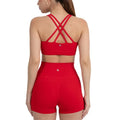 YITTY Active Women's Ultraluxe Strappy Medium Impact Bra, Athleisure, 4-Way-Stretch, Heated Red, M