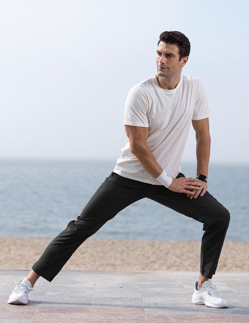 TBMPOY Men's Lightweight Hiking Travel Pants Athletic Outdoor Sports Elastic Waist Water Resistant Sweatpants 2 Pockets 4XL