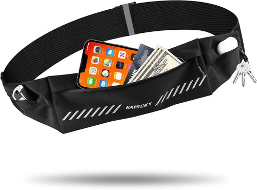 HAISSKY Running Belt - Slim Fanny Pack for Men & Women | Jogging Phone Holder & Money Belt (27" - 51" Waist)
