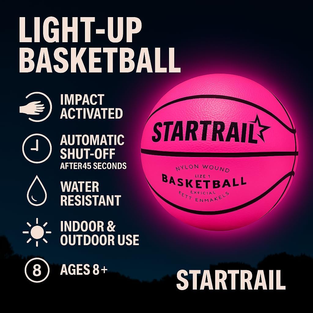 TOMLEON Light Up Basketball - Glow in The Dark LED Basketball Size 7 | Perfect Gift for Kids