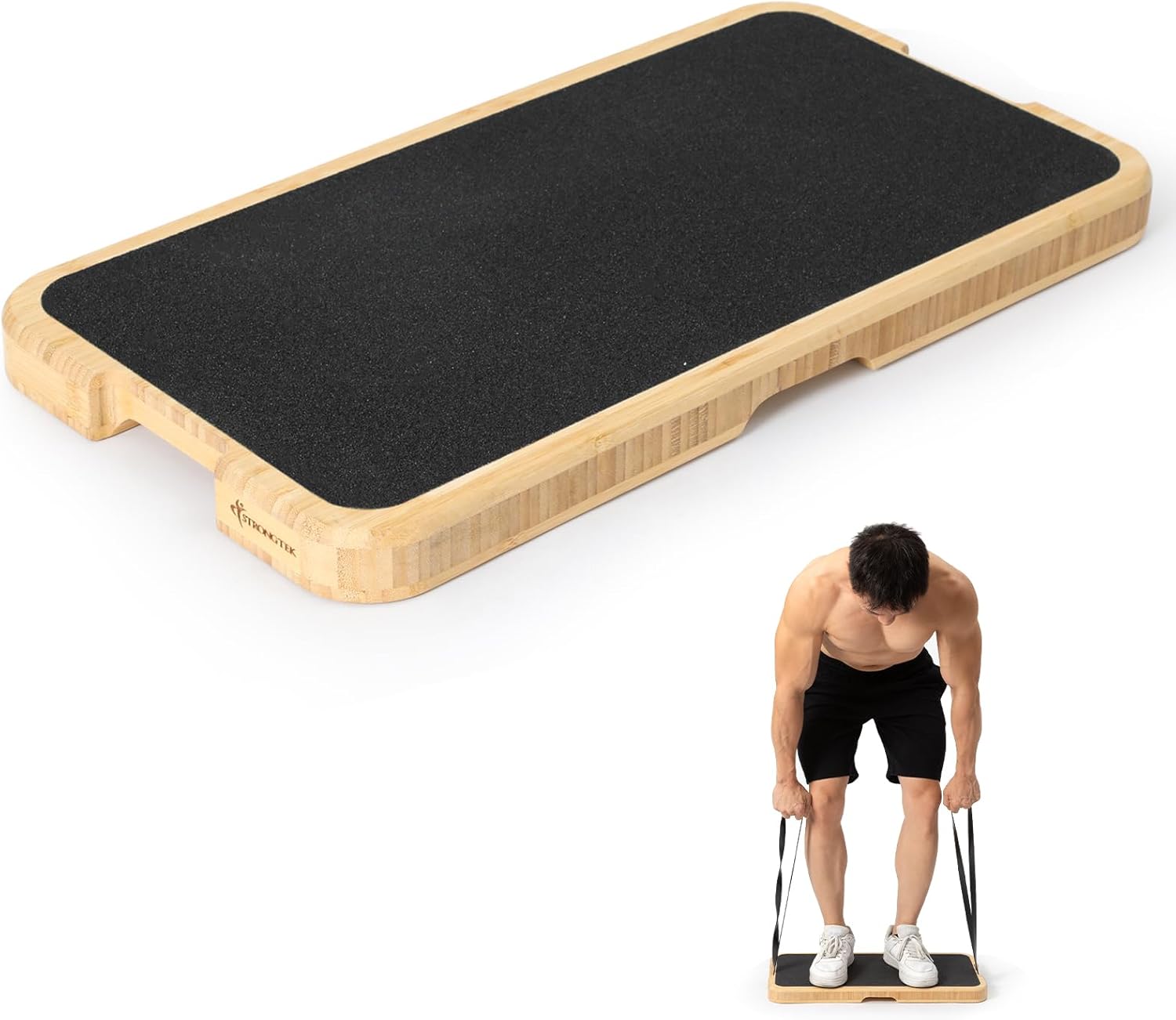 StrongTek Resistance Band Training Platform - Heavy-Duty Bamboo Board for Safe Workouts | 1000 lbs Capacity